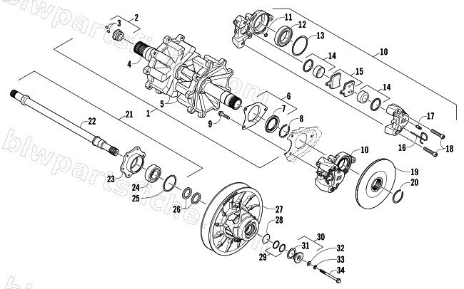 DRIVE TRAIN SHAFTS AND BRAKE ASSEMBLIES diagram