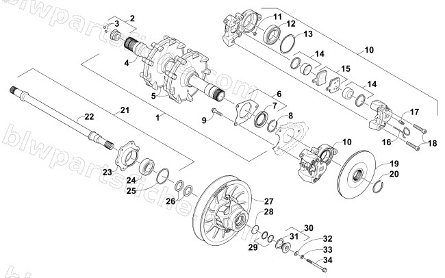 DRIVE TRAIN SHAFTS AND BRAKE ASSEMBLIES diagram