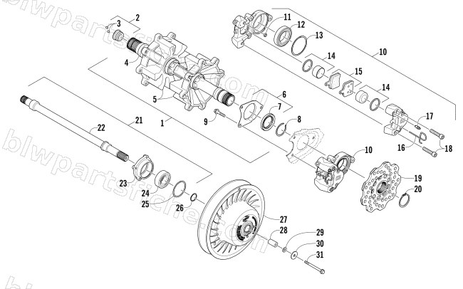 DRIVE TRAIN SHAFTS AND BRAKE ASSEMBLIES diagram