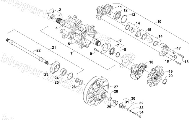 DRIVE TRAIN SHAFTS AND BRAKE ASSEMBLIES diagram