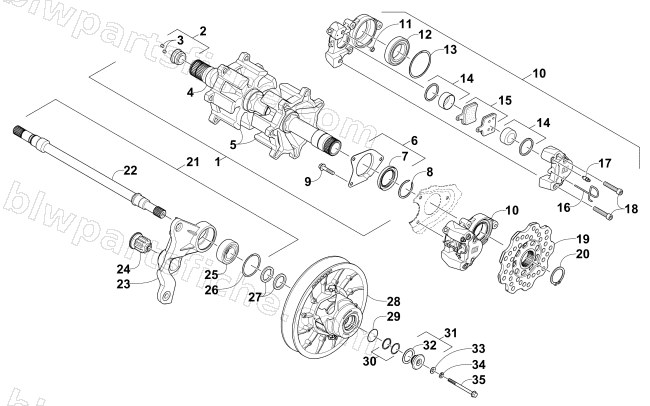 DRIVE TRAIN SHAFTS AND BRAKE ASSEMBLIES diagram