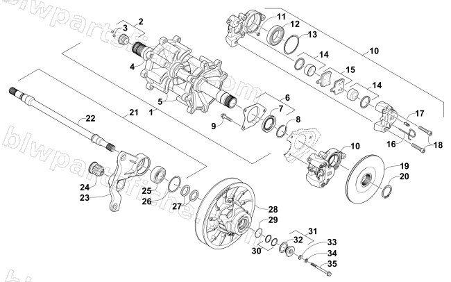 DRIVE TRAIN SHAFTS AND BRAKE ASSEMBLIES diagram