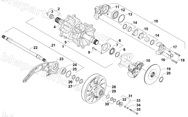 DRIVE TRAIN SHAFTS AND BRAKE ASSEMBLIES diagram