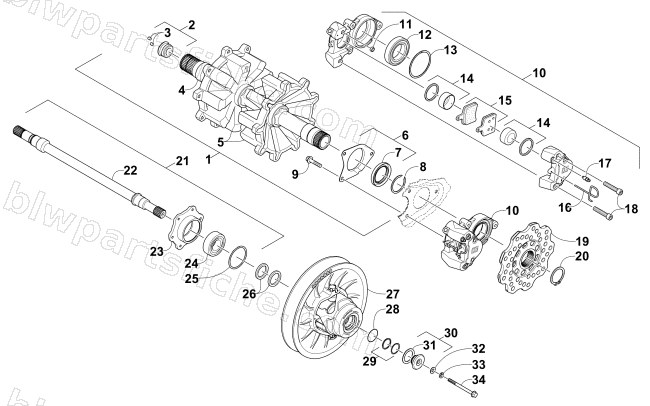 DRIVE TRAIN SHAFTS AND BRAKE ASSEMBLIES diagram