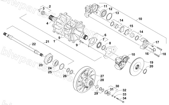DRIVE TRAIN SHAFTS AND BRAKE ASSEMBLIES diagram