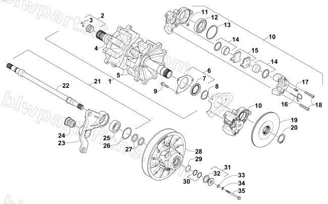 DRIVE TRAIN SHAFTS AND BRAKE ASSEMBLIES diagram