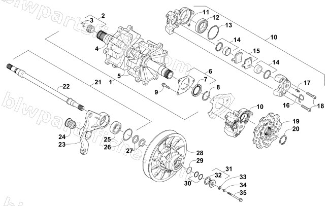 DRIVE TRAIN SHAFTS AND BRAKE ASSEMBLIES diagram