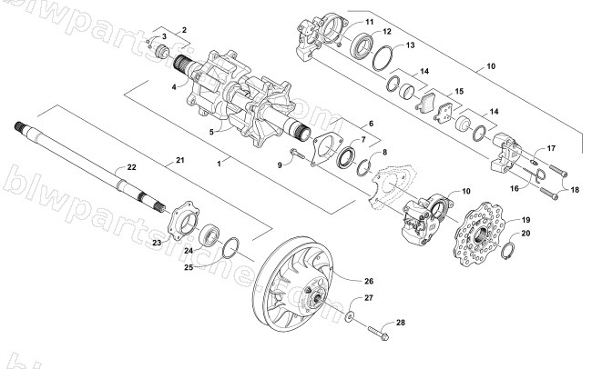 DRIVE TRAIN SHAFTS AND BRAKE ASSEMBLIES diagram