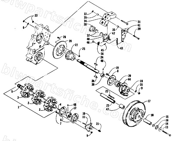 DRIVE TRAIN SHAFTS AND BRAKE ASSEMBLIES diagram