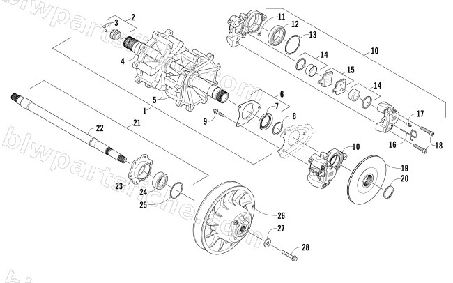 DRIVE TRAIN SHAFTS AND BRAKE ASSEMBLIES diagram