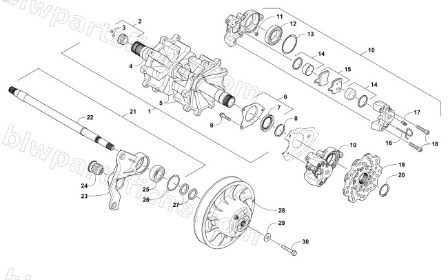 DRIVE TRAIN SHAFTS AND BRAKE ASSEMBLIES diagram