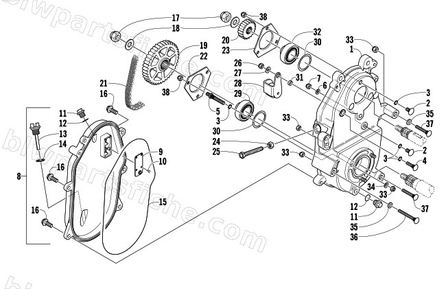DRIVE/DROPCASE ASSEMBLY diagram
