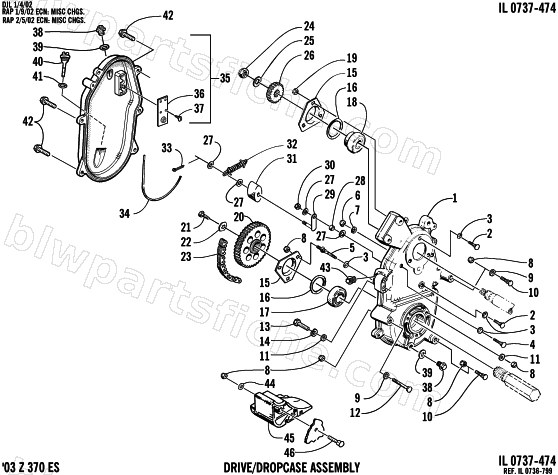 DRIVE/DROPCASE ASSEMBLY diagram