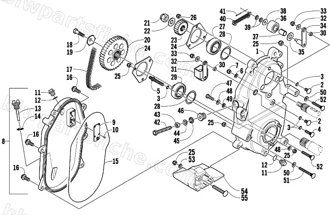DRIVE/DROPCASE ASSEMBLY diagram