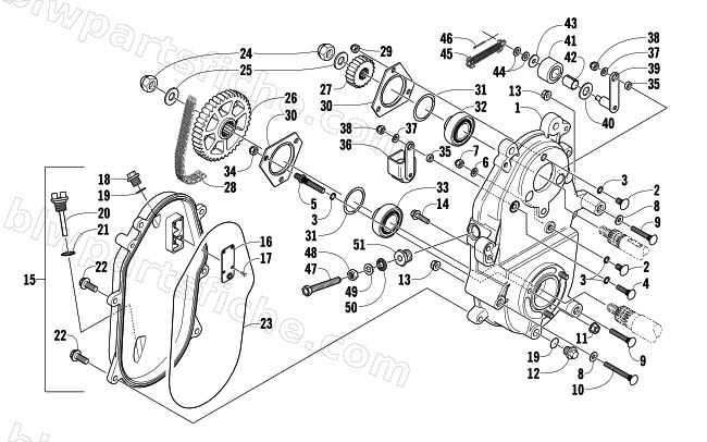 DRIVE/DROPCASE ASSEMBLY diagram
