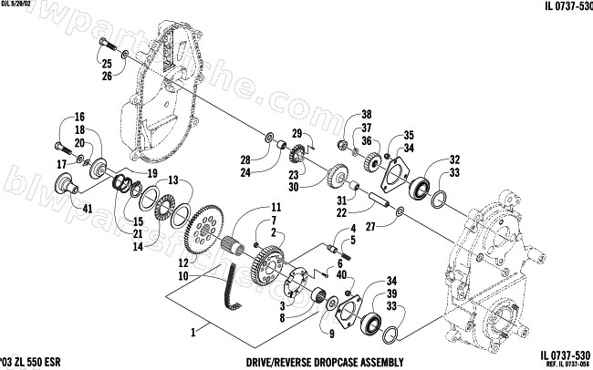 DRIVE/REVERSE DROPCASE ASSEMBLY (ESR) diagram