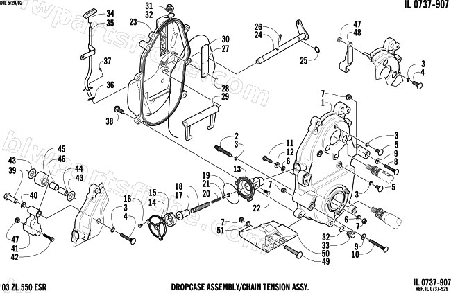 DROPCASE AND CHAIN TENSION ASSEMBLY diagram