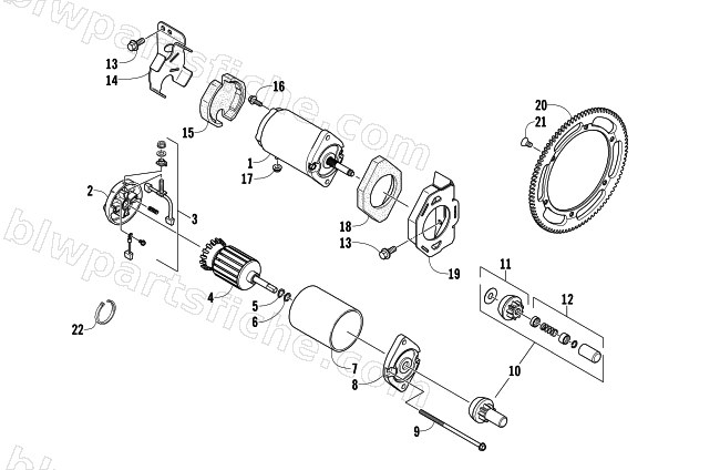 ELECTRIC START - STARTER MOTOR ASSEMBLY diagram