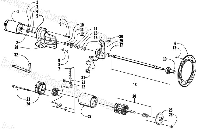 ELECTRIC START - STARTER MOTOR ASSEMBLY diagram