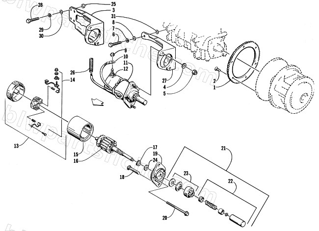 ELECTRIC START - STARTER MOTOR ASSEMBLY diagram