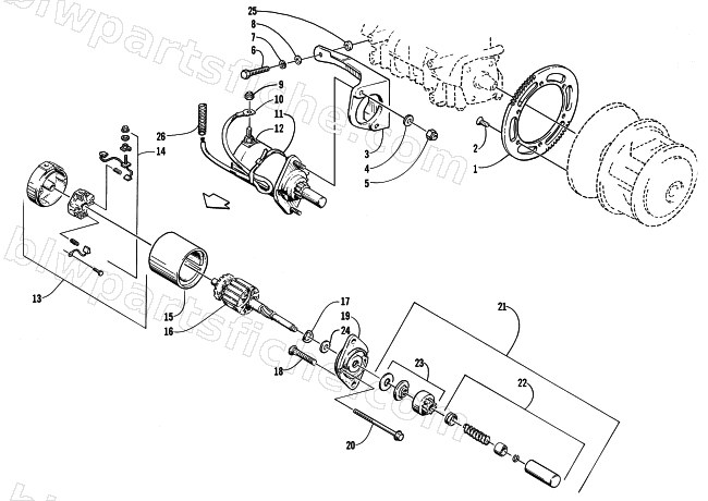 ELECTRIC START - STARTER MOTOR ASSEMBLY diagram