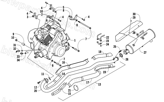 ENGINE AND EXHAUST diagram