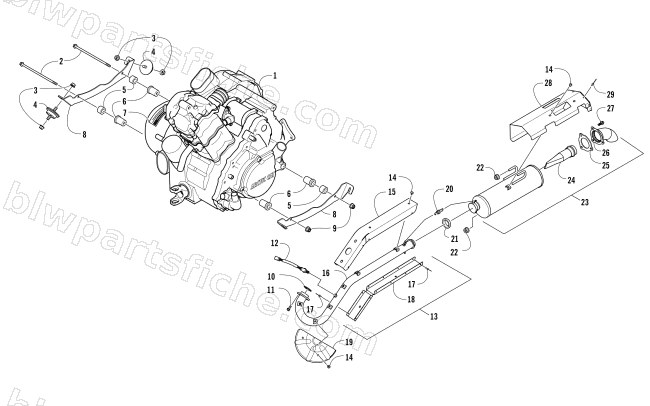 ENGINE AND EXHAUST (SER. #  302246 AND BELOW) diagram