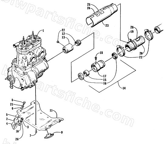 ENGINE AND RELATED ASSEMBLY diagram