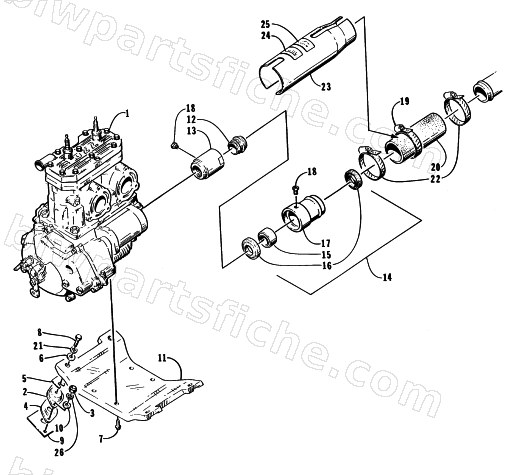 ENGINE AND RELATED ASSEMBLY diagram