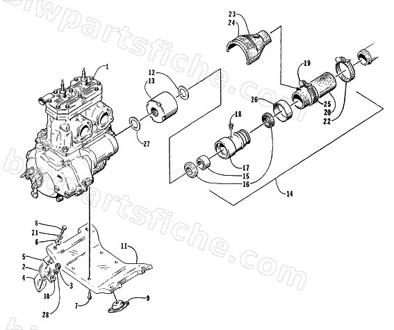 ENGINE AND RELATED ASSEMBLY diagram