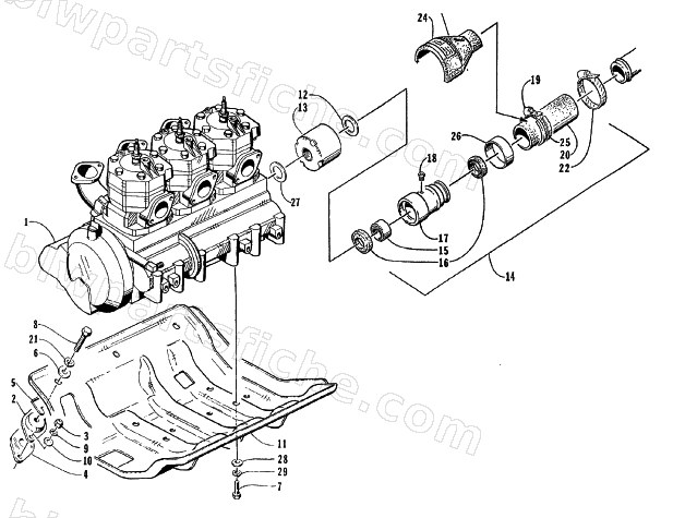 ENGINE AND RELATED ASSEMBLY diagram