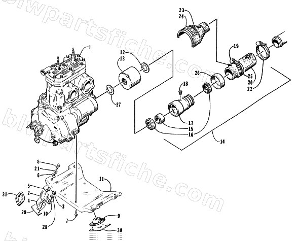 ENGINE AND RELATED ASSEMBLY diagram
