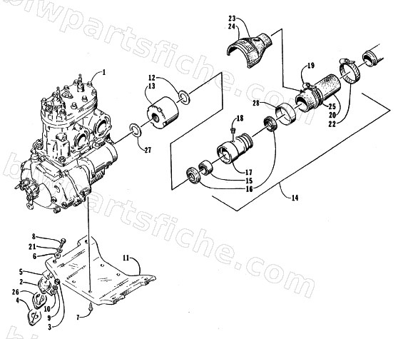 ENGINE AND RELATED ASSEMBLY diagram
