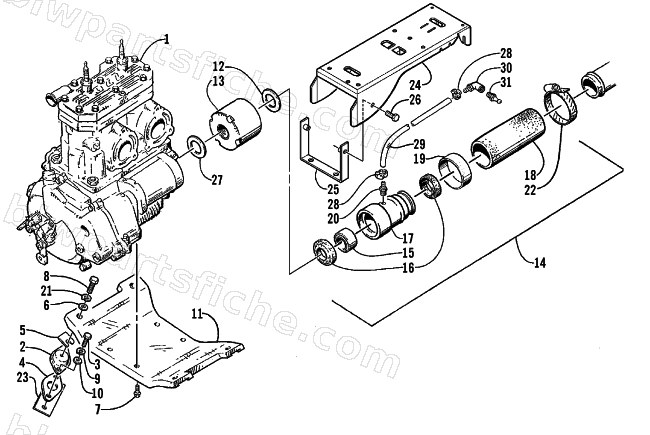 ENGINE AND RELATED ASSEMBLY diagram