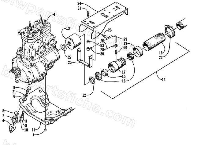 ENGINE AND RELATED ASSEMBLY diagram