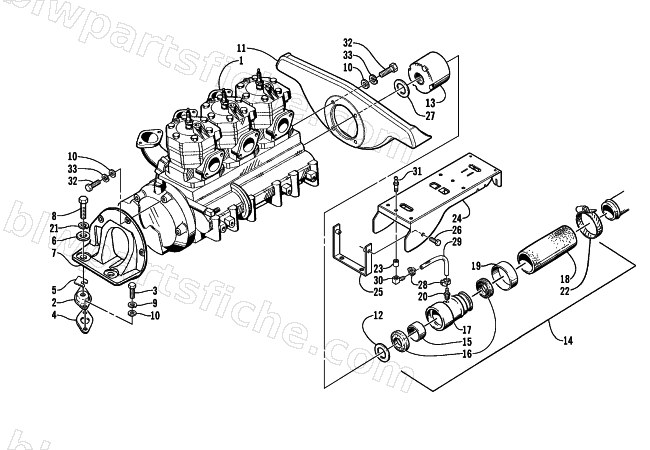 ENGINE AND RELATED ASSEMBLY diagram
