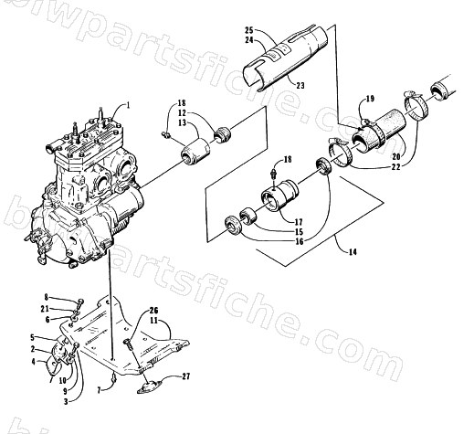 ENGINE AND RELATED ASSEMBLY diagram