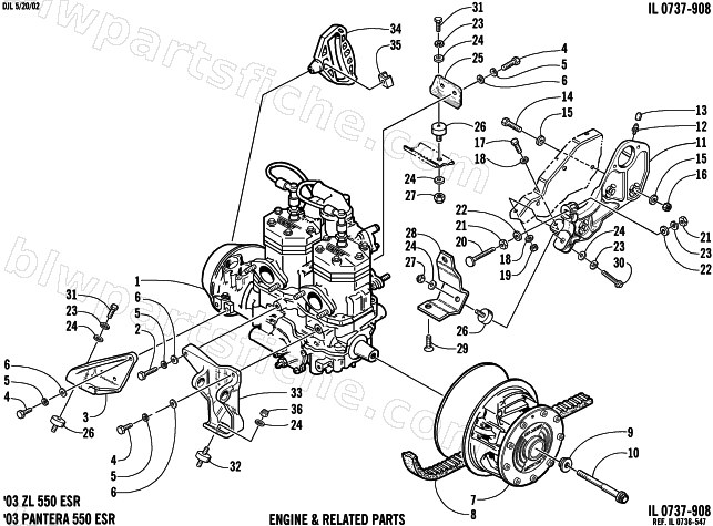ENGINE AND RELATED PARTS diagram