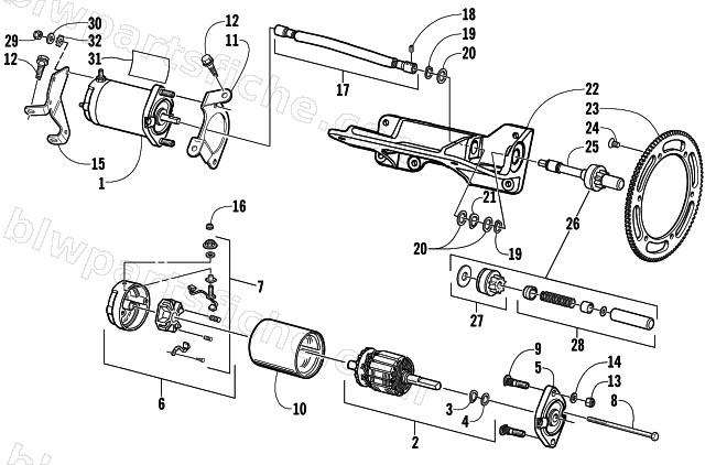 FLEX-DRIVE STARTER MOTOR ASSEMBLY diagram