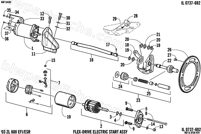 FLEX-DRIVE STARTER MOTOR ASSEMBLY diagram