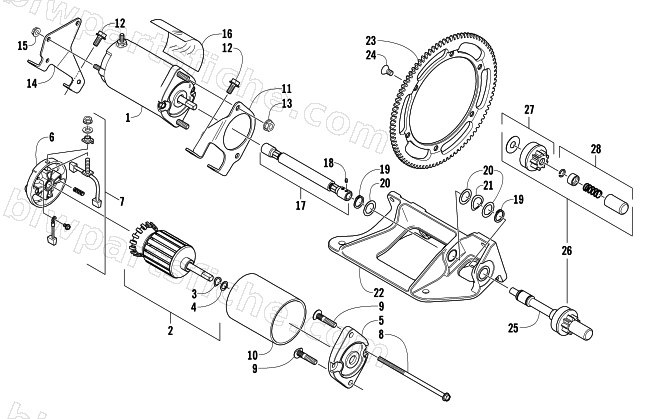 FLEX-DRIVE STARTER MOTOR ASSEMBLY (Optional) diagram