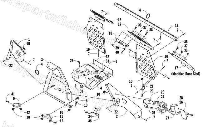 FOOTREST AND STEERING SUPPORT ASSEMBLY diagram