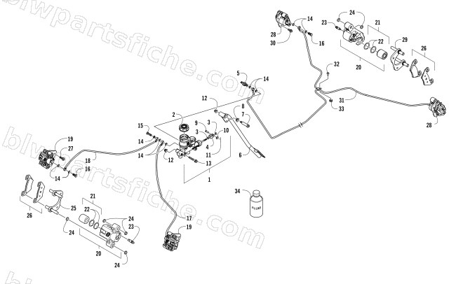 FRONT AND REAR BRAKE ASSEMBLY diagram