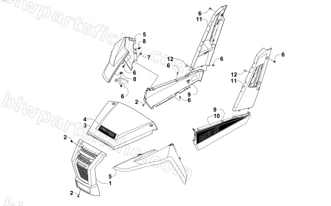 FRONT AND SIDE PANEL ASSEMBLIES diagram