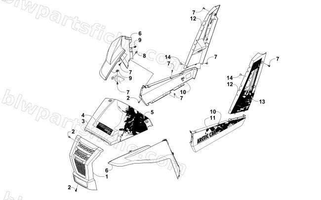 FRONT AND SIDE PANEL ASSEMBLIES diagram