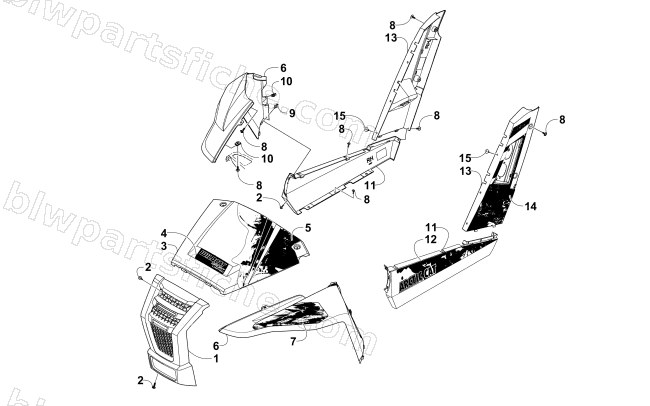 FRONT AND SIDE PANEL ASSEMBLIES diagram