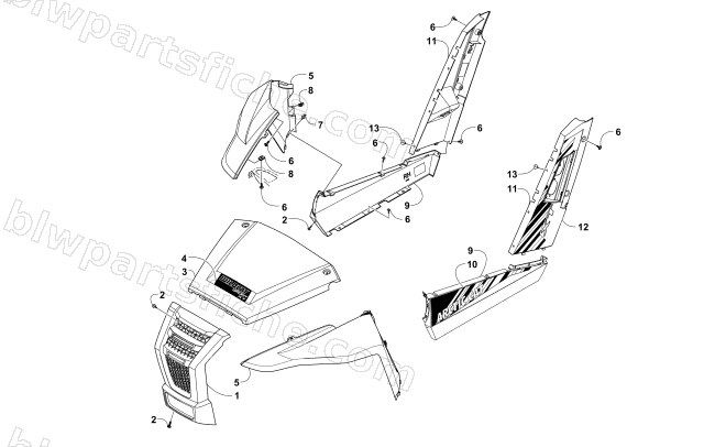 FRONT AND SIDE PANEL ASSEMBLIES diagram