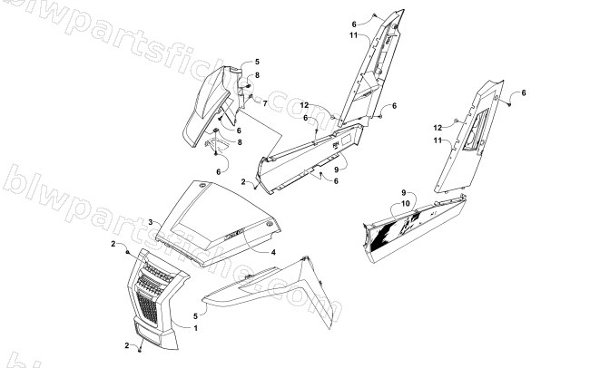 FRONT AND SIDE PANEL ASSEMBLIES diagram