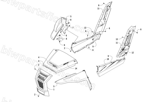 FRONT AND SIDE PANEL ASSEMBLIES diagram