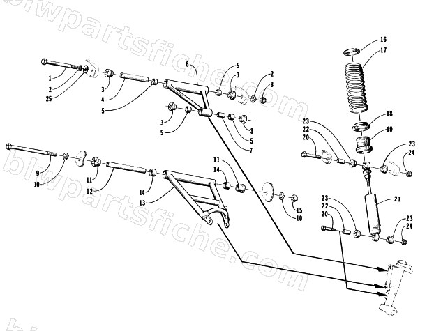 FRONT ARMS AND SHOCK ABSORBER ASSEMBLY diagram